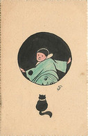 Illustrateurs Signés-ref-B857- Illustrateur G.d . Pierrot Et Chat Noir - Chats Noirs - Pierrots - - Other Illustrators