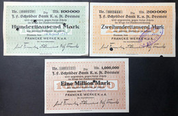 GERMANIA ALEMANIA GERMANY 100000 + 200000 + 1000000 Mark 1923 Bremen LOTTO 3904 - Bestuur Voor Schulden