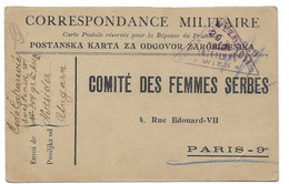 S5 Carte Pour Prisonniers Du Comité Des Femmes Serbes Paris (1916) - Guerre De 1914-18
