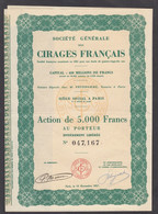 ACTION DE 5000 F AU PORTEUR - SOCIETE GENERALE DES CIRAGES FRANCAIS - PARIS 1951 - Industrie