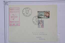 M4 FRANCE BELLE LETTRE 1967 1ER VOL SWISSAIR  PARIS BERNE SUISSE+AEROPHILATELIE+ AFFRANCH. PLAISANT - 1960-.... Lettres & Documents