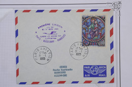 M8 FRANCE BELLE LETTRE 1965 1ER VOL PARIS POUR HAMBURG  GERMANY +AEROPHILATELIE+ AFFRANCH. PLAISANT - 1960-.... Storia Postale