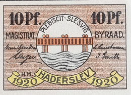 DENMARK  HADERSLEBEN  10 PFENNIG 1920  - UNC - Denemarken