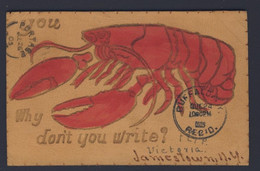 LOBSTER - Why Don't You Write? - Leather Postcard - SRC Portage ? - Fish & Shellfish