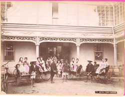 Japan Japon Real Photo Girls From Kanagawa Prostitutes Grande Photo Colorisée Ca.1895 Prostitution Maison Close - Old (before 1900)