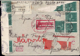 Italie / Italia 1944 Lettre Bergamo Vers La Suisse, Cachet Censure / 2 Scans - Otros