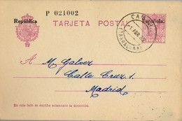 1932 TARRAGONA  ,  E.P. 61 CIRCULADO ENTRE CAMBRILS Y MADRID - 1850-1931