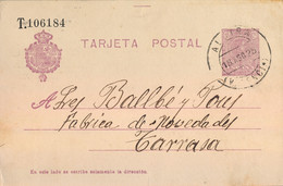 1925 VALENCIA  ,  E.P. 50 CIRCULADO ENTRE ALCIRA Y TARRASA - 1850-1931
