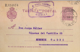 1925 SEVILLA  ,  E.P. 50 CIRCULADO ENTRE CAZALLA DE LA SIERRA Y CÁDIZ - 1850-1931