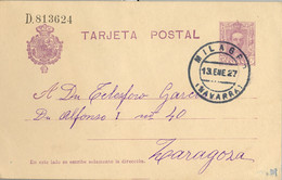 1927 NAVARRA ,  E.P. 57 CIRCULADO ENTRE MILAGRO Y ZARAGOZA - 1850-1931