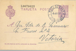 1927 TARRAGONA ,  E.P. 57 CIRCULADO ENTRE MORA DE EBRO Y VITORIA , LLEGADA - 1850-1931