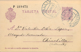 1928 ALBACETE ,  E.P. 57 CIRCULADO ENTRE HELLÍN Y CHINCHILLA - 1850-1931