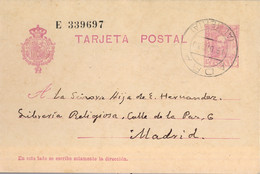 1930 ALMERIA ,  E.P. 57 CIRCULADO ENTRE ADRA Y MADRID - 1850-1931