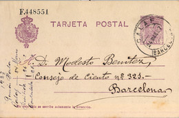 1927 BARCELONA ,  E.P. 57 CIRCULADO ENTRE CALAF Y BARCELONA , LLEGADA - 1850-1931
