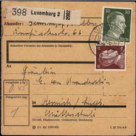 Luxembourg Luxemburg 1943 Carte Paquets / Paketkarte Luxembourg Vers Remich / 2 Scans - 1940-1944 Deutsche Besatzung