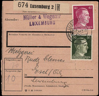 Luxembourg Luxemburg 1944 Carte Paquets / Paketkarte Luxembourg Vers Esch/Alzette / 2 Scans - 1940-1944 Occupazione Tedesca