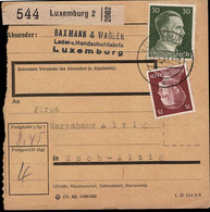 Luxembourg Luxemburg 1943 Carte Paquets / Paketkarte Luxembourg Vers Esch/Alzette / 2 Scans - 1940-1944 German Occupation