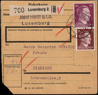 Luxembourg Luxemburg 1943 Carte Paquets / Paketkarte Luxembourg Vers Diekirch / 2 Scans - 1940-1944 Deutsche Besatzung