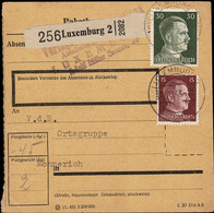 Luxembourg Luxemburg 1943 Carte Paquets / Paketkarte Luxembourg Vers Monnerich / 2 Scans - 1940-1944 Occupazione Tedesca