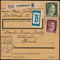 Luxembourg Luxemburg 1943 Carte Paquets / Paketkarte Luxembourg Vers Wellenstein / 2 Scans - 1940-1944 German Occupation