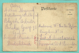 Kaart Verzonden Van VERTEILUNGSSTELLE FUR BELGISHE ARBEITER / CAMP GUBEN Naar St-Niklaas - Kriegsgefangenschaft