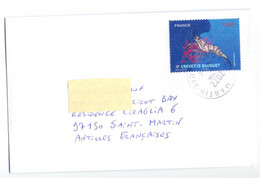 Circulated Letter Saint-Martin SXM France Local. Crevette Shrimp Stamped In Marigot - Covers & Documents