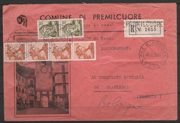 L. Entête Recommandée De La Commune De Premilcuore Pour Le Consulat D'Italie à Charleroi Aff. 120 Lire Càd "PREMILCUORE/ - 1946-60: Marcophilia