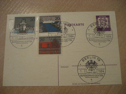 BERLIN 1964 Wahl Des Bundesprasidenten 3 Stamp On Cancel Postal Stationery Card BERLIN GERMANY - Postcards - Used