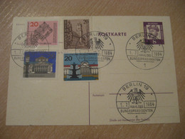 BERLIN 1964 Wahl Des Bundesprasidenten 4 Stamp On Cancel Postal Stationery Card BERLIN GERMANY - Postkarten - Gebraucht