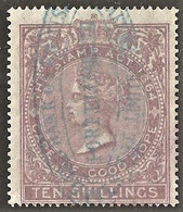 Cape Of Good Hope 1865 Revenue. 10/- Lilac, Wmk.CC, Barefoot 30. - Kap Der Guten Hoffnung (1853-1904)