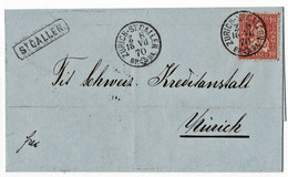 1870,10 Rp.  Selt. Bahnpost-Bf. , Ra. " ST. GALLEN ",  # A6795 - Railway