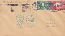 Canada Via Special Air Mail Flight 'Kingston To Toronto' GOLDEN JUBILEE FLIGHT, KINSTON 1928 Cover Brief NEW YORK - Primeros Vuelos