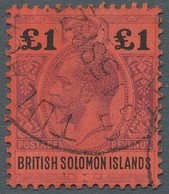 British Solomones: 1914, KGV One Pound, Purple And Black On Red In Fine Used Con - Iles Salomon (...-1978)