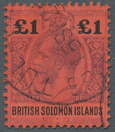 British Solomones: 1914, KGV One Pound, Purple And Black On Red In Fine Used Con - Salomonseilanden (...-1978)