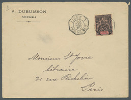 New Caledonia: 1896, Allegorie, 25 C. Schwarz Auf Lilarosa, Einzelfrankatur Auf - Lettres & Documents