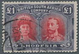 British South Africa Company: 1910, Double Heads, 1 Pound Rose-scarlet / Bluish- - Sonstige