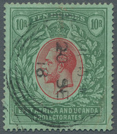 British East Africa+Uganda: 1912, Georg V., 10 Rupien Grün / Rot Auf Grün, Gut G - Protectorats D'Afrique Orientale Et D'Ouganda