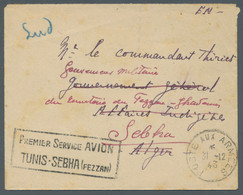 Fezzan: 1943, Seltener Feldpostbeleg Des ERSTEN POSTFLUGS Zwischen Tunis Und Seb - Storia Postale