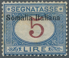 Italian Somalia - Postage Dues: 1909, 5 L. Azzurro E Carminio, Very Fine Mint Or - Somalie