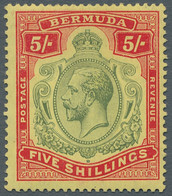 Bermuda: 1918/1920, KGV High Value Definitives 5 S. To 1 P. With Wmk. Mult. Crow - Bermuda