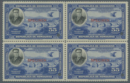 Honduras: 1937, Commemorative Issue For President Carias In Blocks Of 4 With Red - Honduras