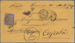 Uruguay: 1876, Cover From GENOVA, Italy To CUJABA (Cuiabá, Provincia Matto Gross - Uruguay