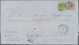 Denmark: 1854, 8s. Green And 16s. Purple, Each With Applied Numeral Dater "1", A - Covers & Documents