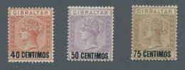 Gibraltar: 1889, "40 Centimos" Bis "75 Centimos", Die Drei Guten Aufdruckwerte M - Gibraltar