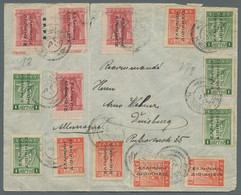 Greece: 1918, Sehr Dekorative Massenfrankatur Der Werte Zu 1 L., 2 L., 3 L. Und - Smyrna