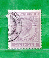 Marca Da Bollo A Tassa Fissa°- 1863/71- C. 5 , Cat.Unif . N°7. Fil. Scudo. D. 14 - Revenue Stamps