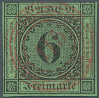 Baden - Marken Und Briefe: 1851, Freimarke 6 Kreuzer Schwarz Auf (dunkel)gelbgrü - Other & Unclassified