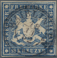 Württemberg - Marken Und Briefe: 1859, 15, 18 Kr, Dunkelblau Mit Plattenfehler " - Other & Unclassified