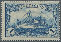 Deutsche Kolonien - Kiautschou: 1905, 1 $ Blau Ungebraucht Mit Abart "Wertziffer - Kiautchou