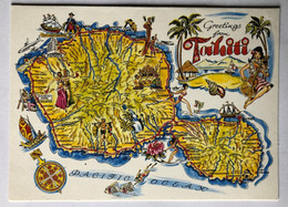 Carte Greetings From Tahiti Polynésie Française Carte De L'île Krueger Cards - Polynésie Française